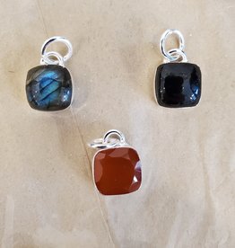 Sterling Silver Pendant Square Onyx