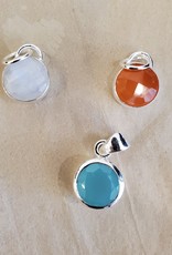 Sterling Silver  Pendant Circle Chalcedony
