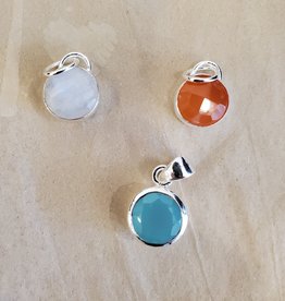 Sterling Silver  Pendant Circle Chalcedony