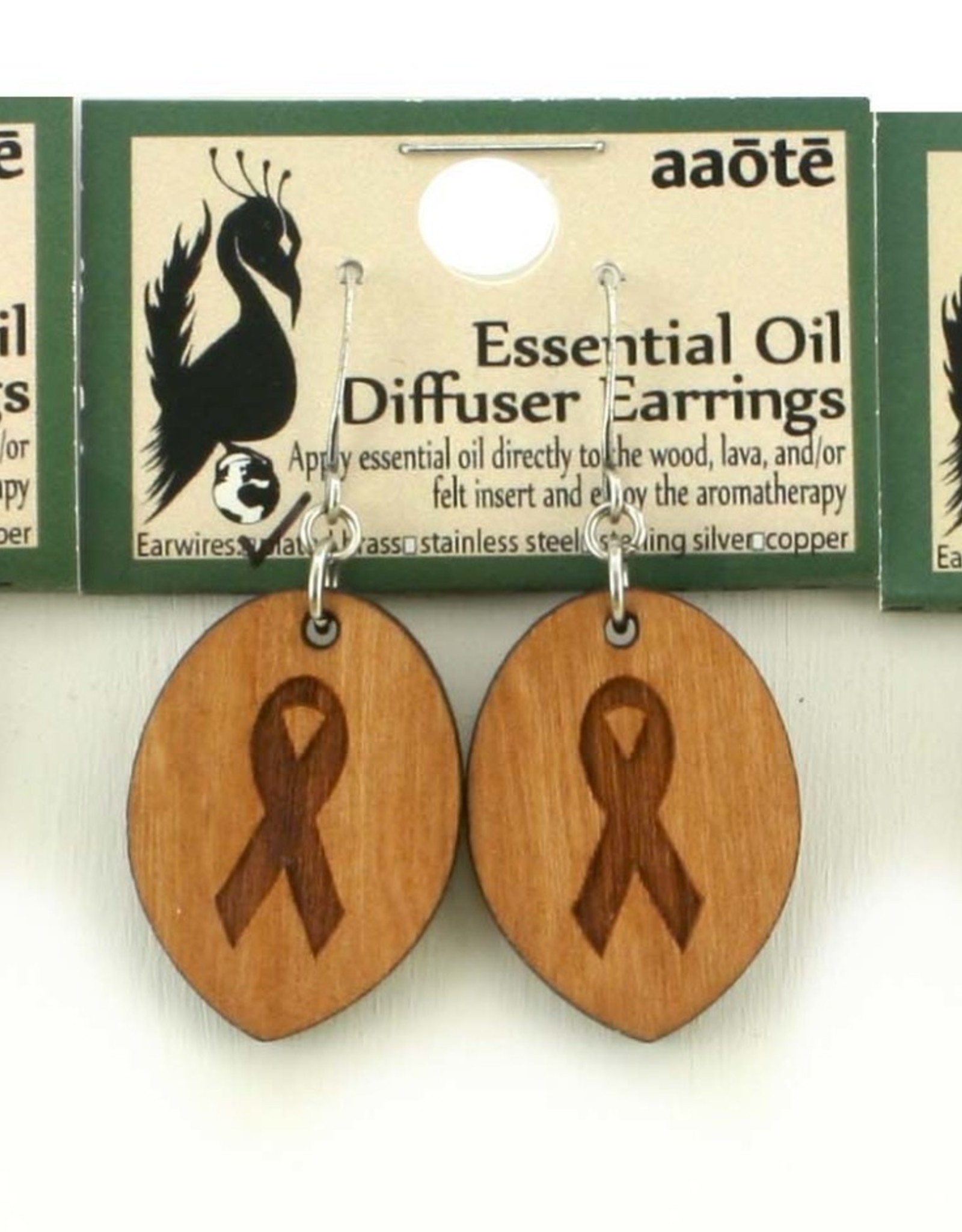 Wood Diffuser Earrings with Glass Beads