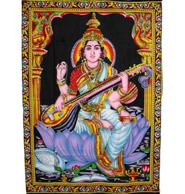 Tapestry Hand Painted Saraswati