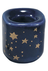 Silver Stars Ceramic Chime Candle Holder - Black