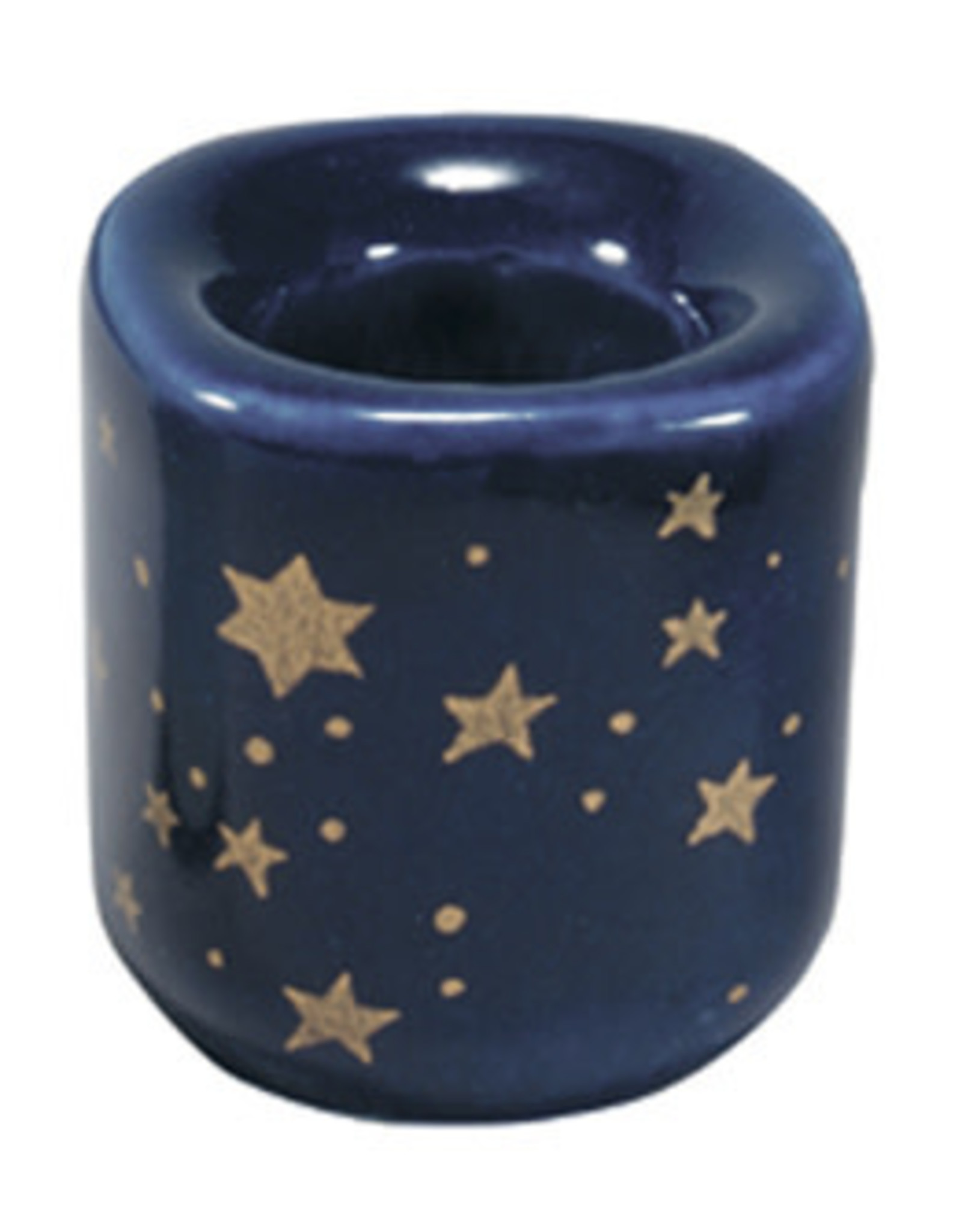 Silver Stars Ceramic Chime Candle Holder - Black