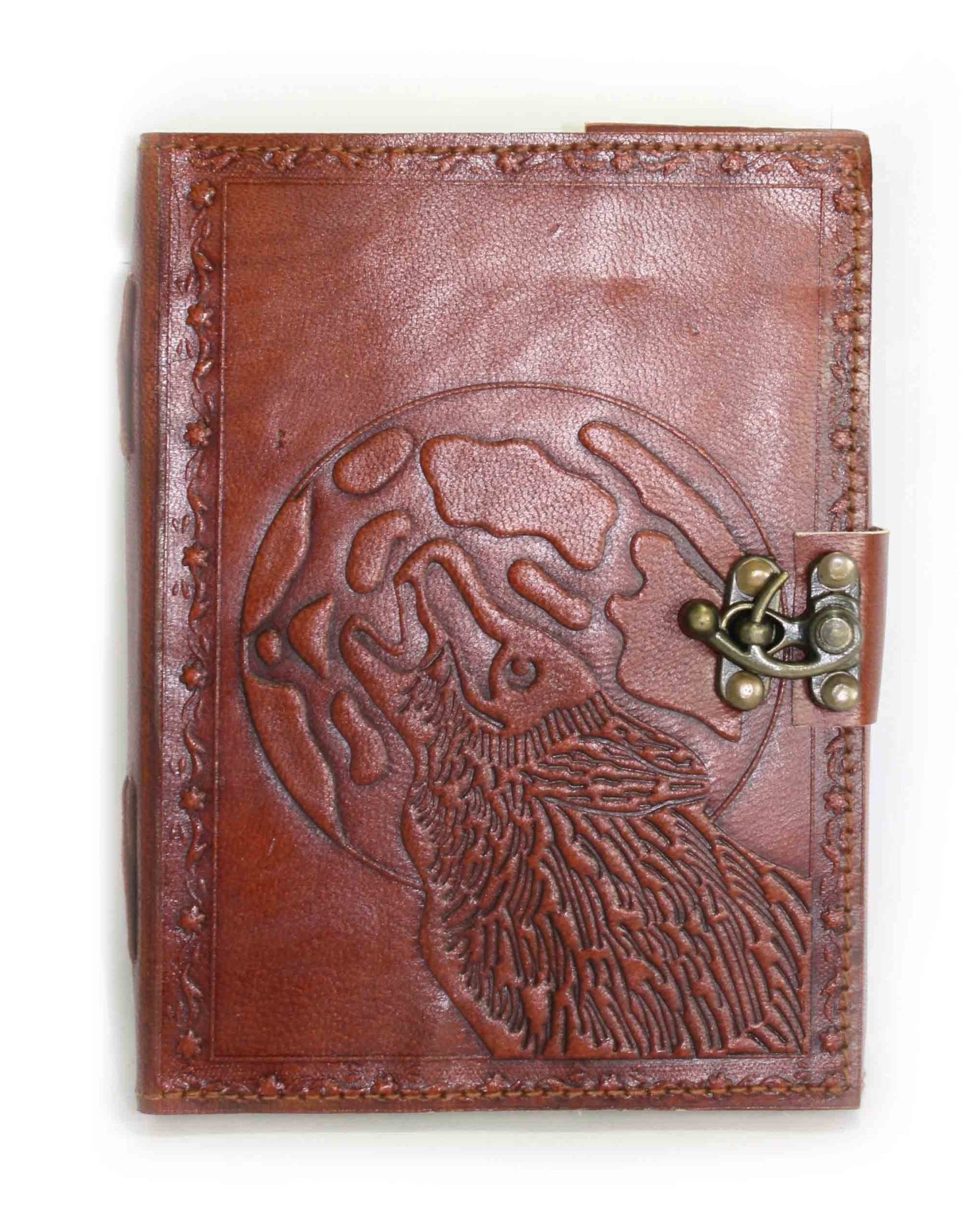 Journal Leather 5x7 w/wolf/moon lock