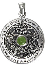 Pendant Sterling Silver Large Moon Pentacle with Moldavite