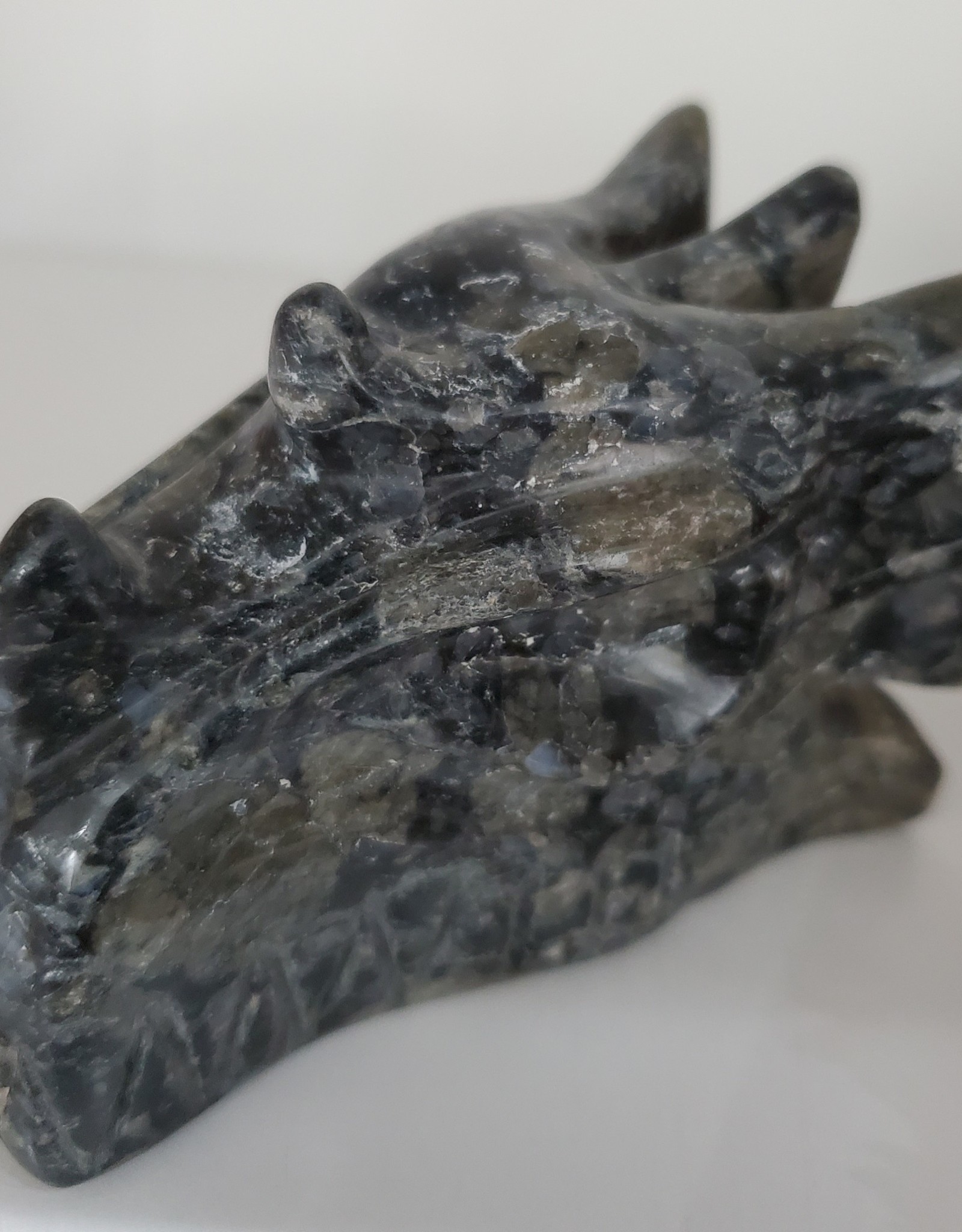 Que-Sera (Galaxy Rhyolite) Carved Dragon Head