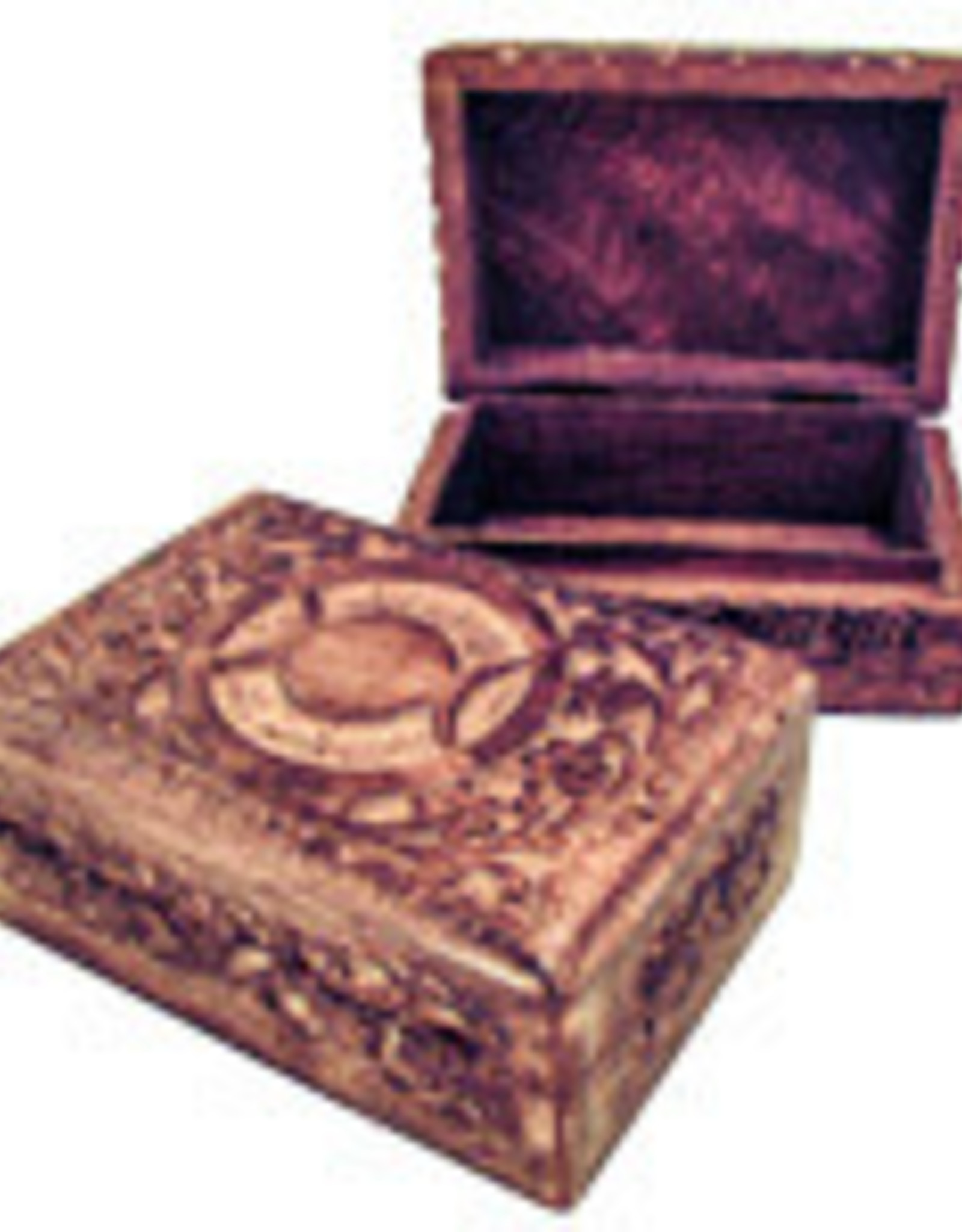 Wood Box Carved - 4x6x2.2"
