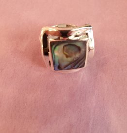 Silver Square Design Ring with Abalone Stone