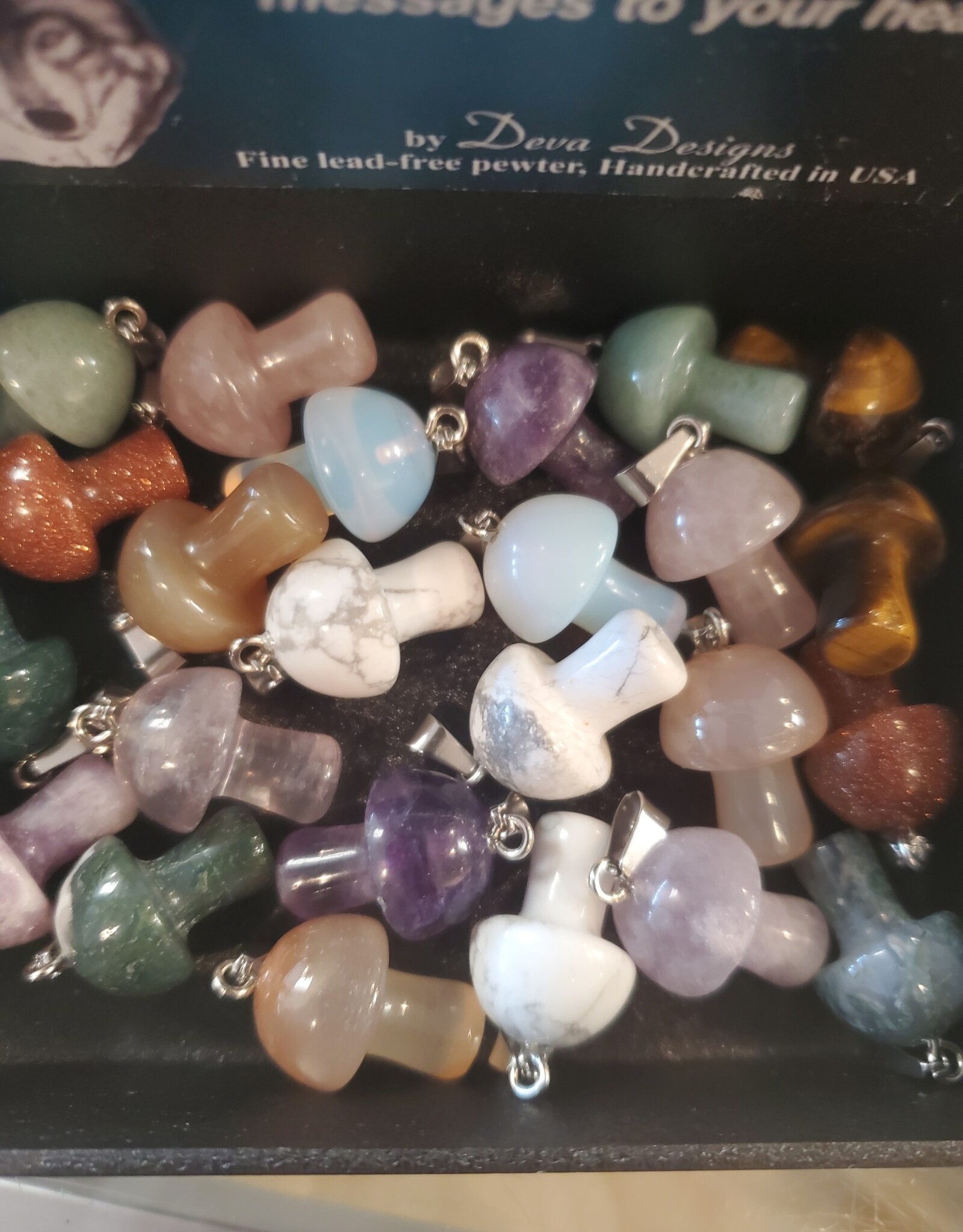 Mushroom Pendant Assorted Stones