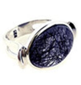 Natural Black Rutile Sterling Silver Ring