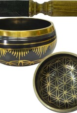 SINGING BOWL - FLOWER OF LIFE - BLACK (0.46-0.52KG) 4"DIA.