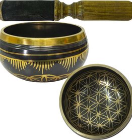 SINGING BOWL - FLOWER OF LIFE - BLACK (0.46-0.52KG) 4"DIA.