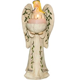 POLYRESIN-T-LIGHT HOLDER-HOPE ANGEL 6.5"H