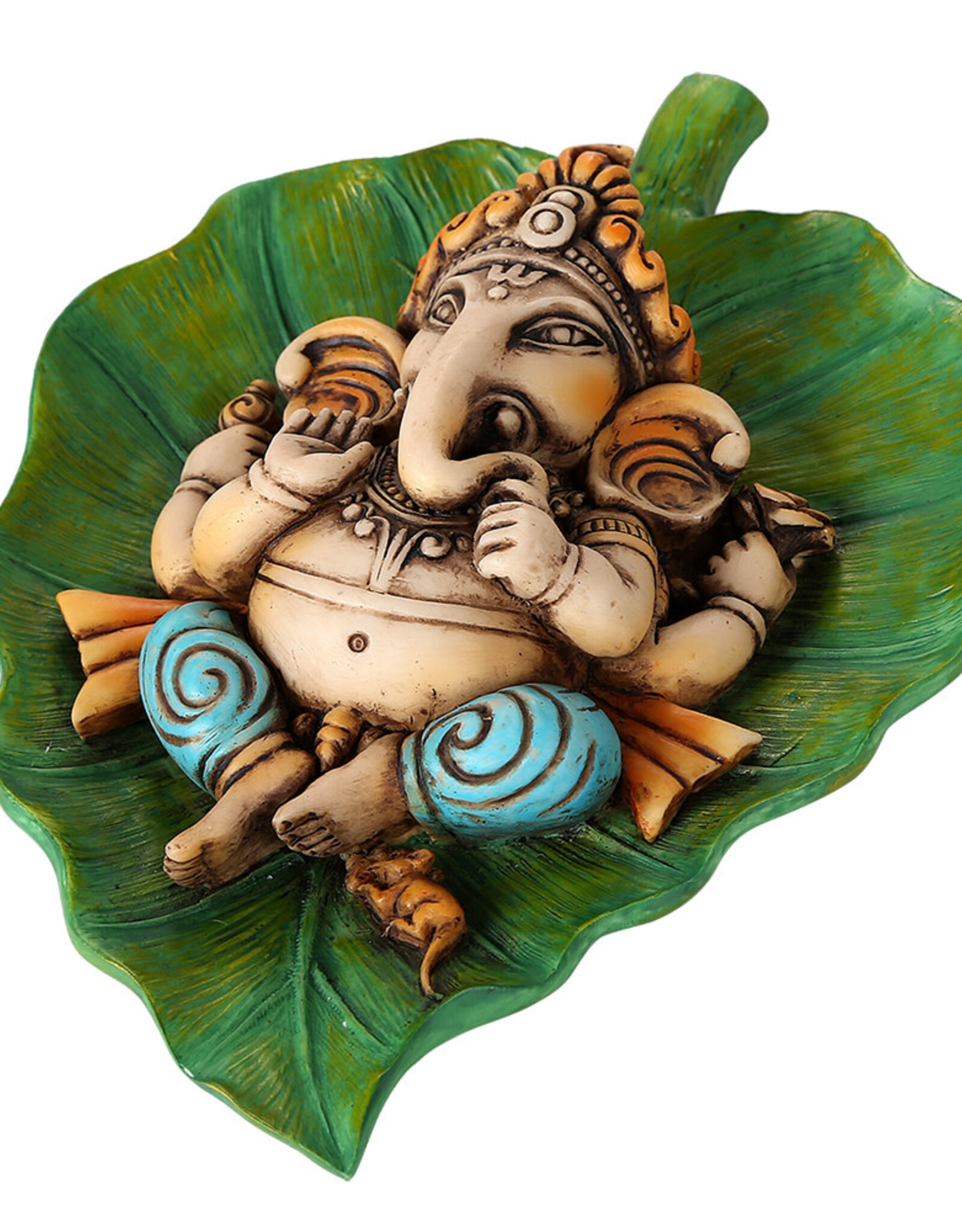 Ganesha on Peepal Leaf 6" x 4 1/2" x 1 3/4