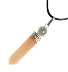 Orange Selenite with Quartz Cap Pendant With Cord