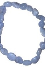 Blue Lace Agate Tumbled 6-10mm Bead Bracelet - 6.5 inch