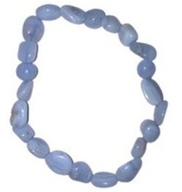 Blue Lace Agate Tumbled 6-10mm Bead Bracelet - 6.5 inch