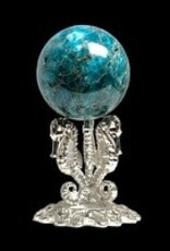 2.5 X 2.5 inch Seahorse Sphere Stand - Round - Silver Metal