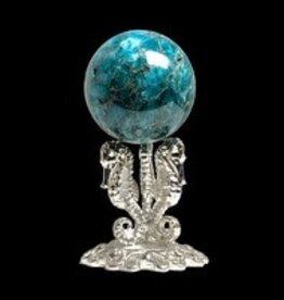 2.5 X 2.5 inch Seahorse Sphere Stand - Round - Silver Metal