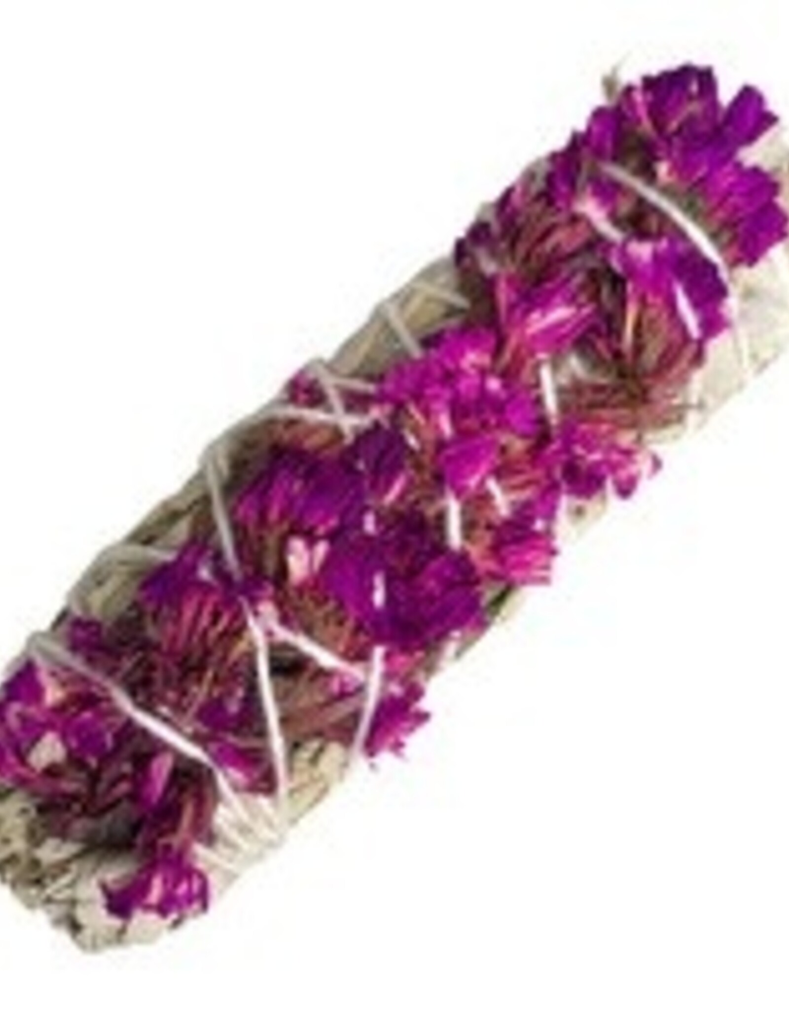 White Buffalo Sage - Sinuata Flowers - Lavender Colour - Smudge Stick 4"
