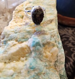 Sterling Silver Black Tourmaline Raw Ring