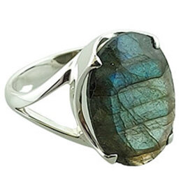 Faceted Labradorite Sterling Silver Ring