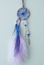2" Lavender Magical Dream Catcher detailed with quartz crystal