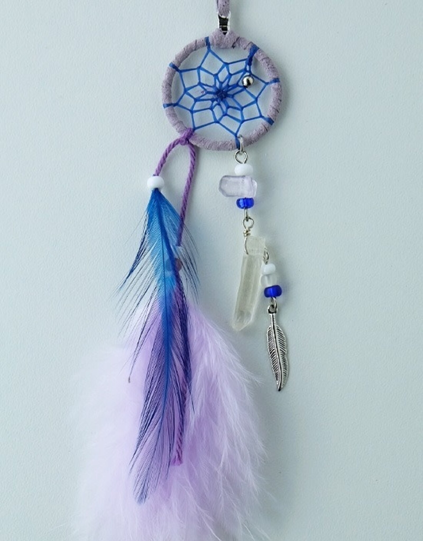 2" Lavender Magical Dream Catcher detailed with quartz crystal