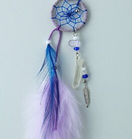 2" Lavender Magical Dream Catcher detailed with quartz crystal