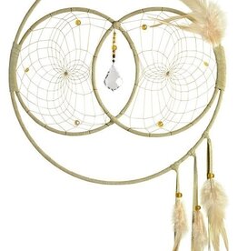 12" White Soul Connection Double Dream Catcher detailed with 37mm baroque crystal
