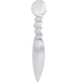 SELENITE ATHAME W/PENTACLE 9.5″