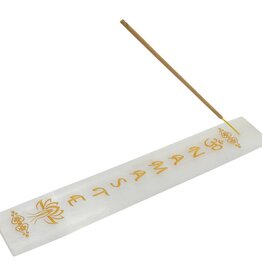 SELENITE INCENSE HOLDER-NAMASTE GOLD 10.5″