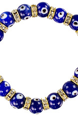 Evil Eye Bracelet - glass beads colbalt