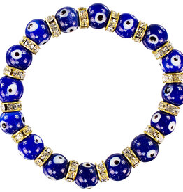 Evil Eye Bracelet - glass beads colbalt