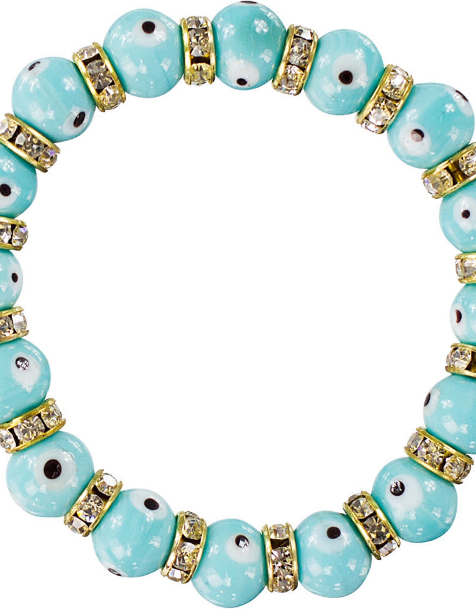Evil Eye Bracelet - glass beads aqua