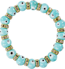 Evil Eye Bracelet - glass beads aqua