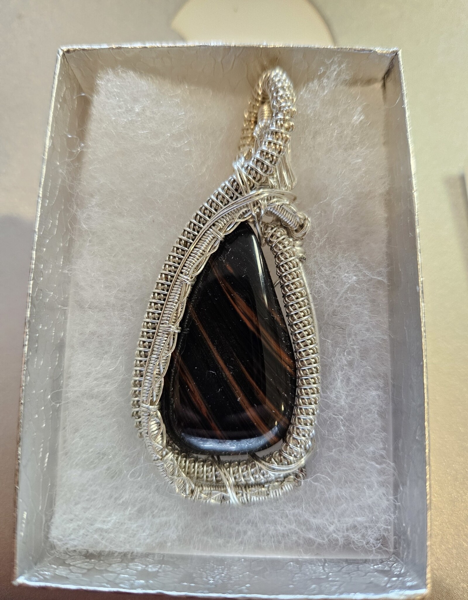 Mahagony Obsidian Wire Wrapped Pendant