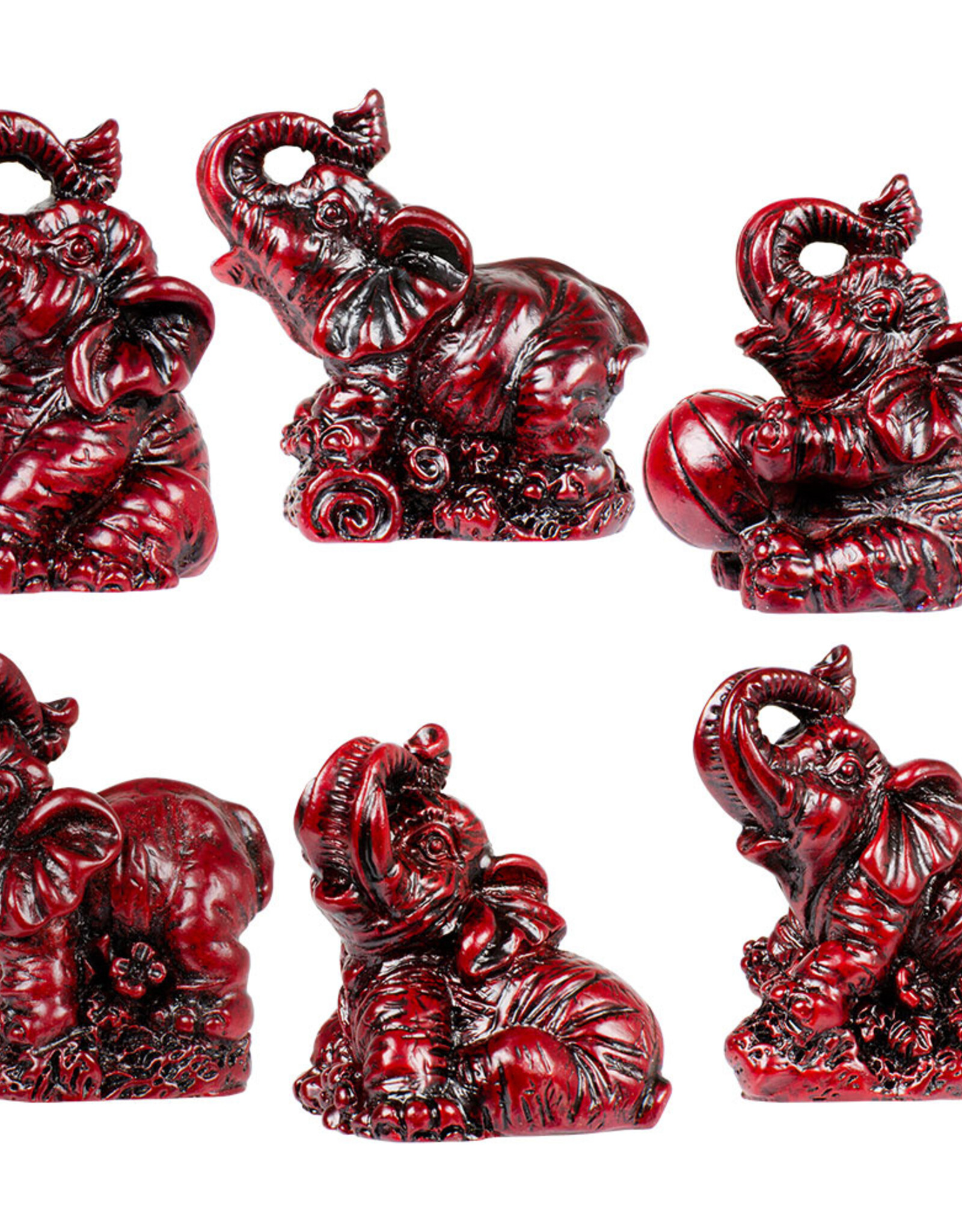 POLYRESIN ELEPHANT/RED-2″H - 1 Elephant