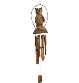 BAMBOO WINDCHIME - OWL - NATURAL - 22"L