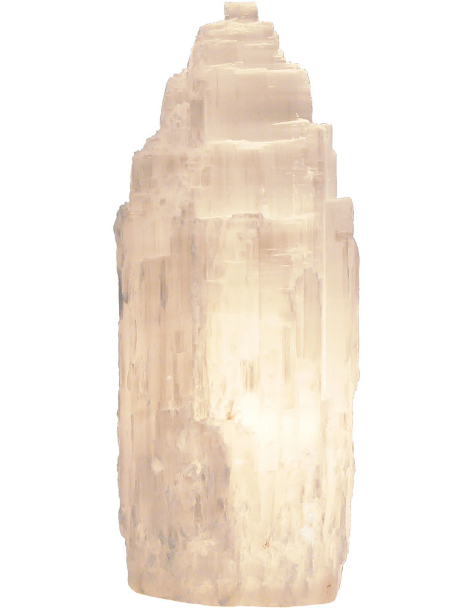 White Selenite Crystal Lamp & Light - Small - 6"