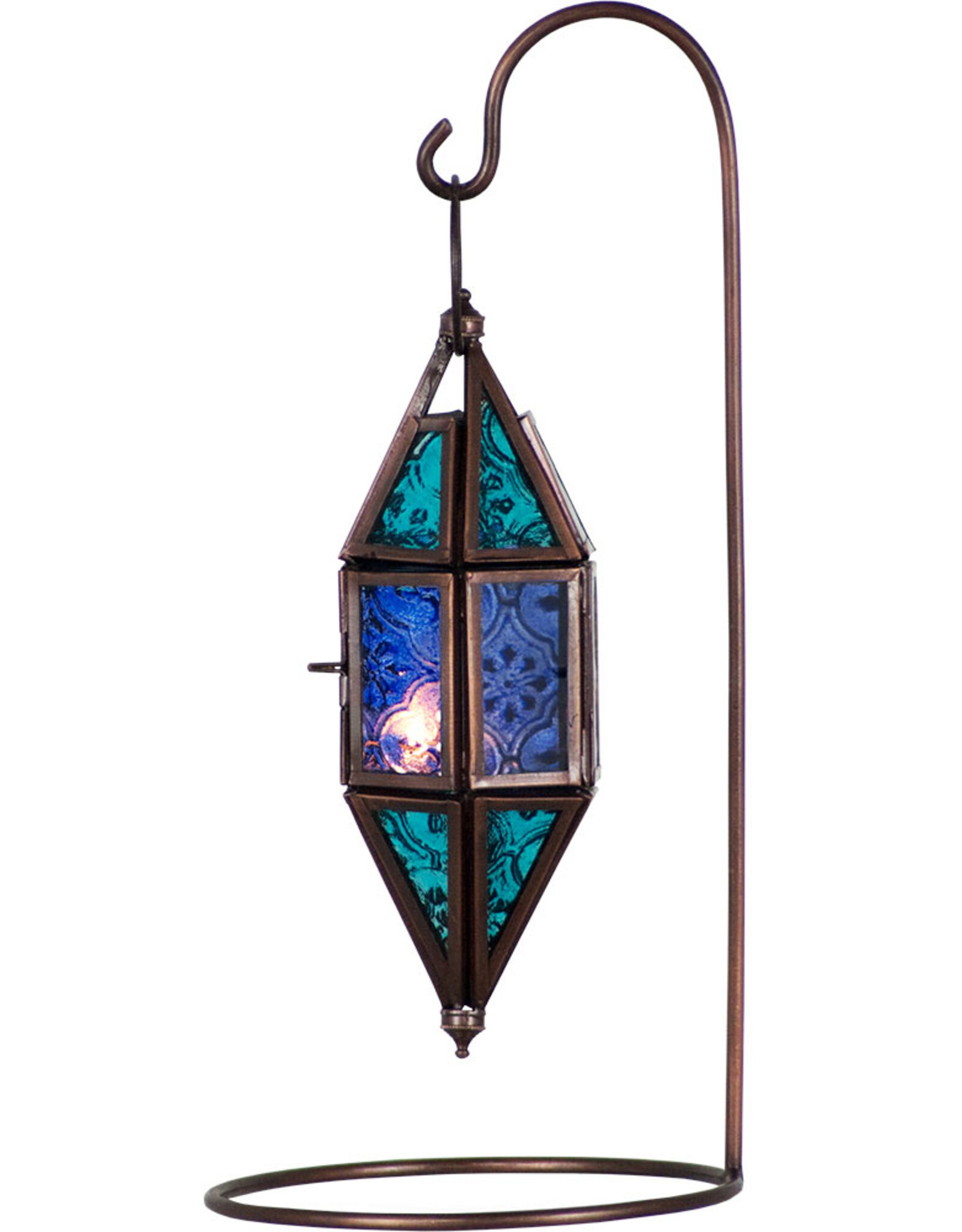 Lantern - Chapel and Stand - Aqua & Blue 7.5"