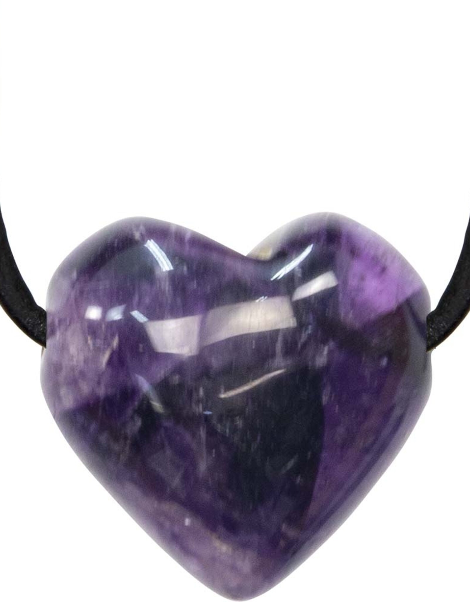 NECKLACE - AMETHYST PUFFED HEART - 1"X1"