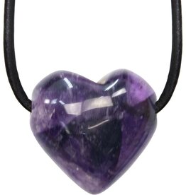 NECKLACE - AMETHYST PUFFED HEART - 1"X1"