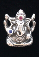 Pendant Ganesha w/ 2mm Ruby & Sapphire SS
