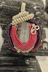 Wire Wrapped Agate with Pink & Black