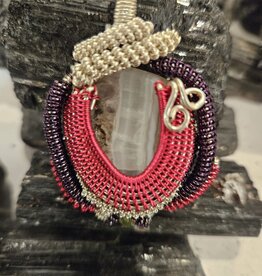 Wire Wrapped Agate with Pink & Black Wire Wrapped Agate with Pink & Black