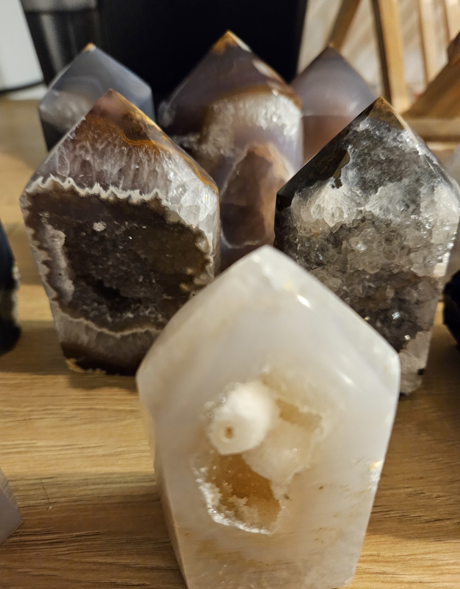 Polished Point Agate Sparkly Inside
