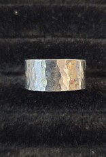 Wide Hammered Sterling Silver Ring Size 14