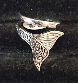 Swirl Whale Tail Ring Sterling Silver