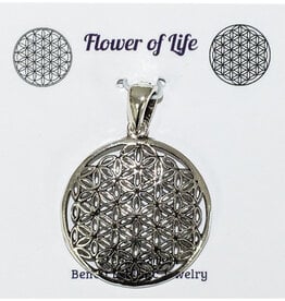 PENDANT-STERLING SILVER/FLOWER OF LIFE 0.75"